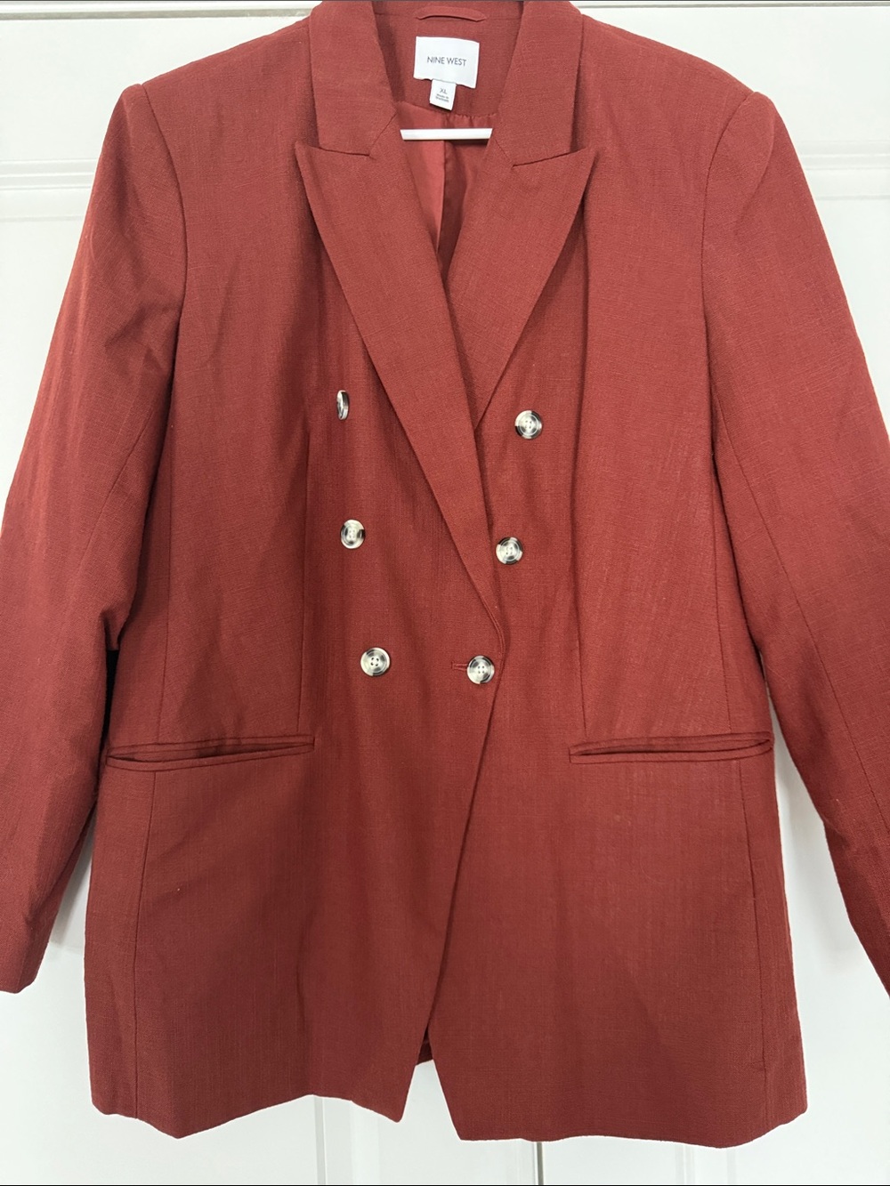 Nine West Rust Red Double-Breasted Blazer